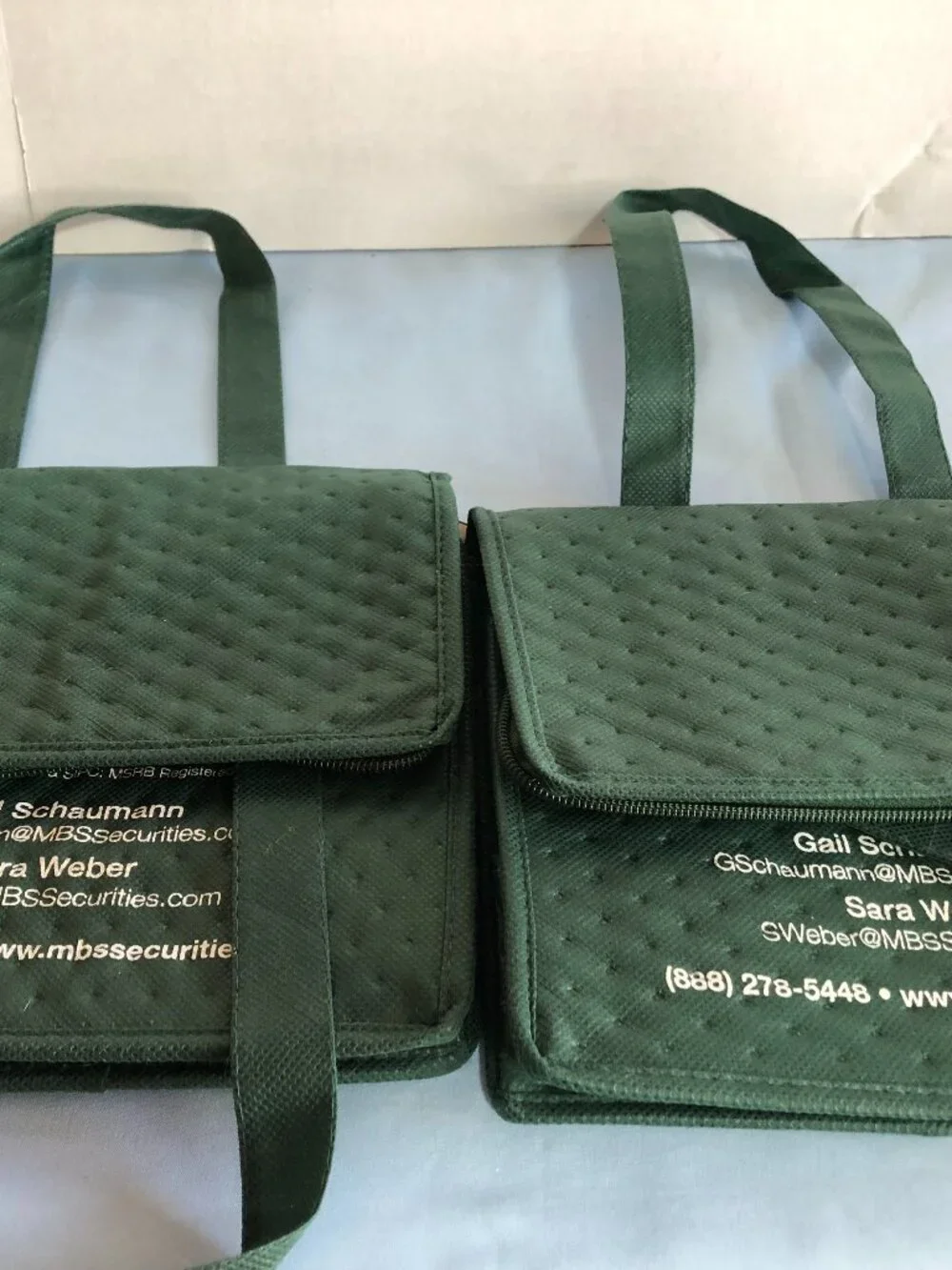 NWOT LOT of 2 Bag Makers Green Cooler Bag with Handles w Advertising #D45